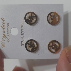 4 pieces mk stainless steel earings